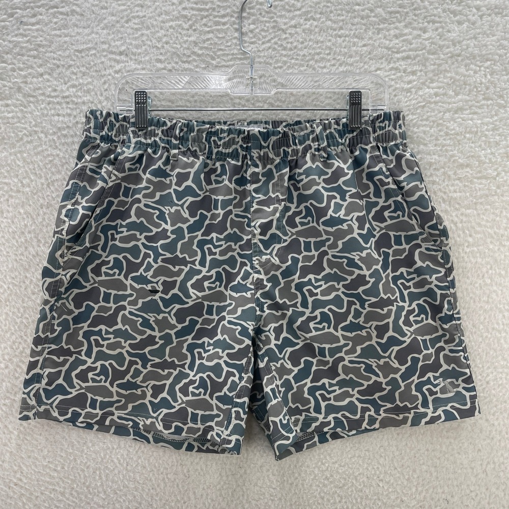 Local Boy Outfitters Volley Shorts Mens Large Grey Blue Camo Hybrid Fish Outdoor